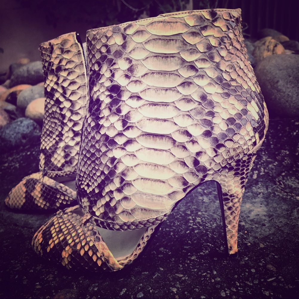 Sigerson Morrison Rattlesnake Skin Booties